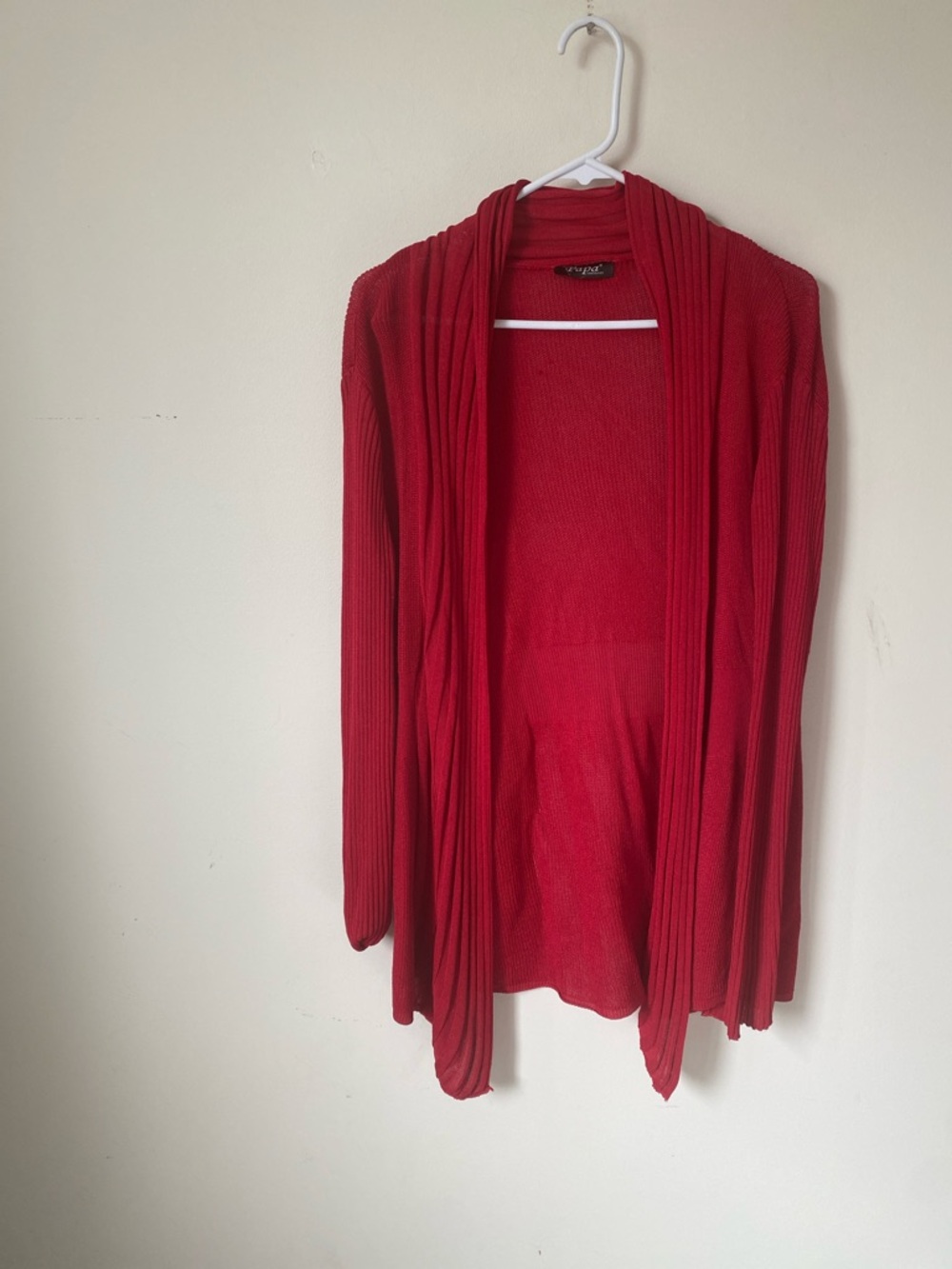 Women's Open-Front Red Cardigan Sweater